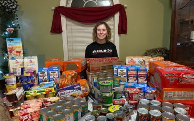 2019 Rogers Scholar Marah Hamlin collected items for Family Resource Center Backpack Program